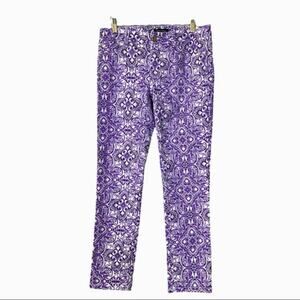 White House Black Market Jeans Slim Ankle Purple Paisley 8" Rise Women's Size 8